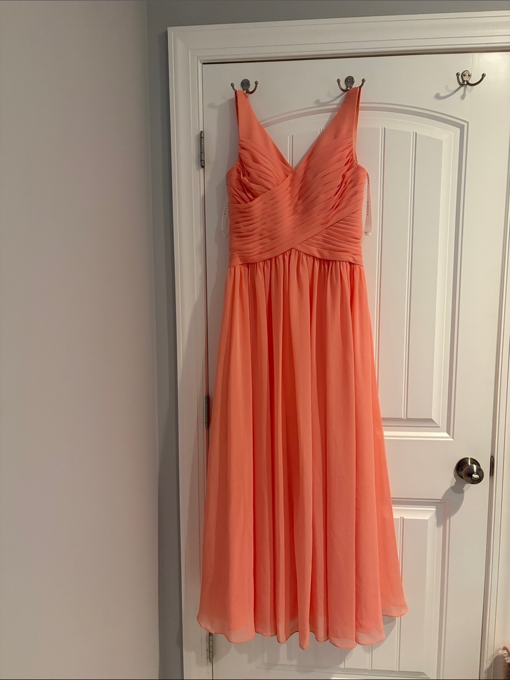 Azazie Coral Sleeveless V-Neck Chiffon Maxi Dress